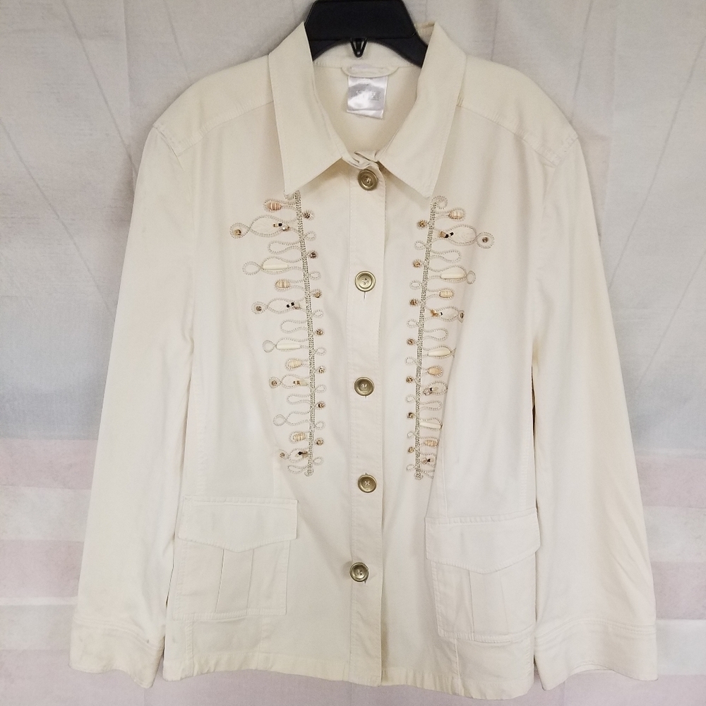 Jacket Light Suede Feel Decorated Bead Stitched